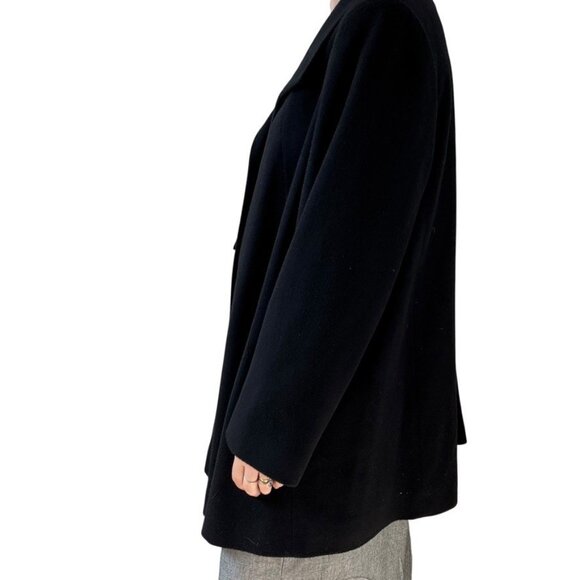 Vintage Loro Piana Fabric Womens Black 100% Wool Winter Pea Coat Jacket Sz 20 - Picture 4 of 9